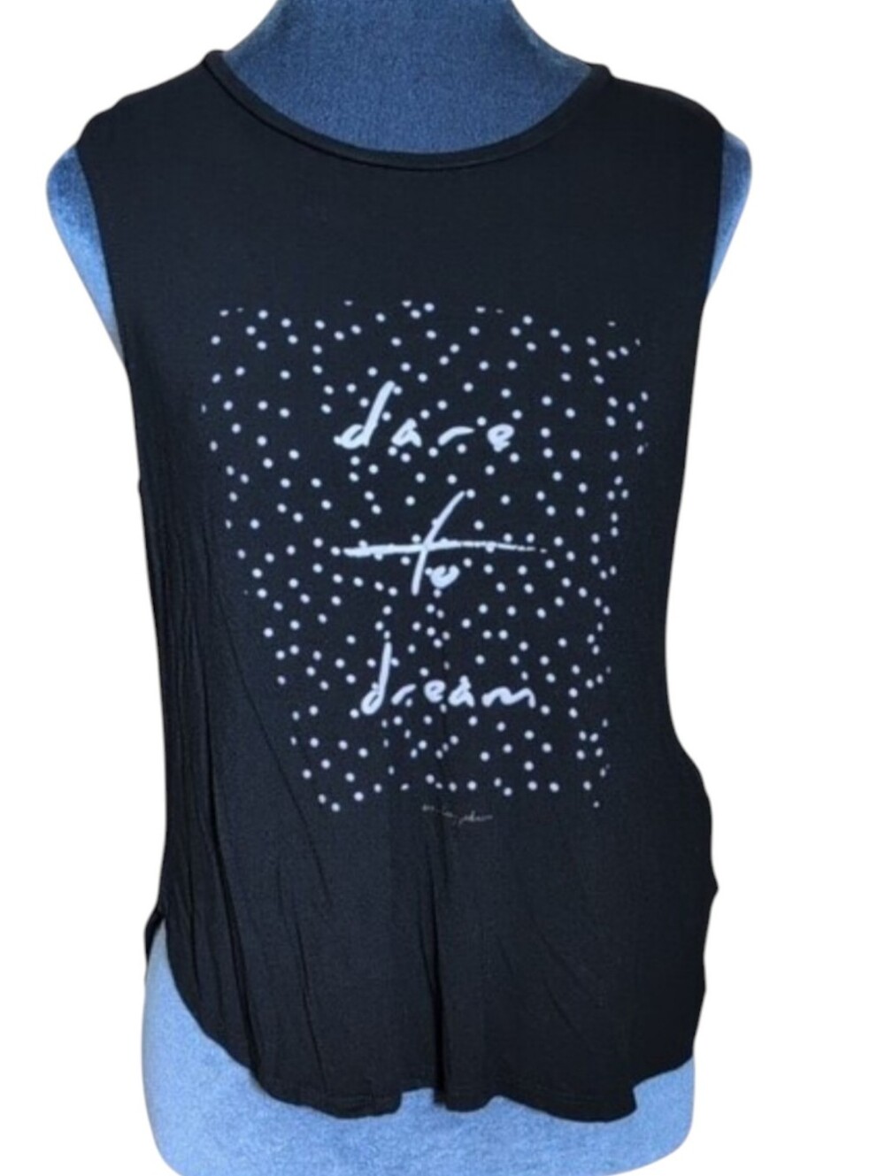 Betsey Johnson Performance Black Dare to Dream Tank Top Size Medium
